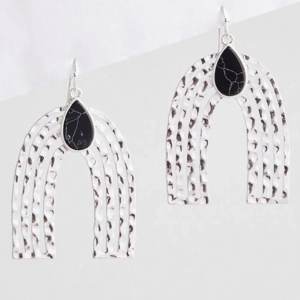 Torrid Geometric Arch Earrings - Beaded Metal Dangle Statement Jewelry Beads